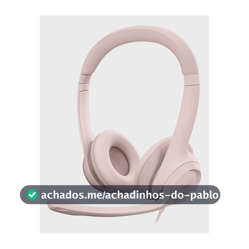 Fone De Ouvido Com Fio Usb H390 Rosa Logitech Luz Nude