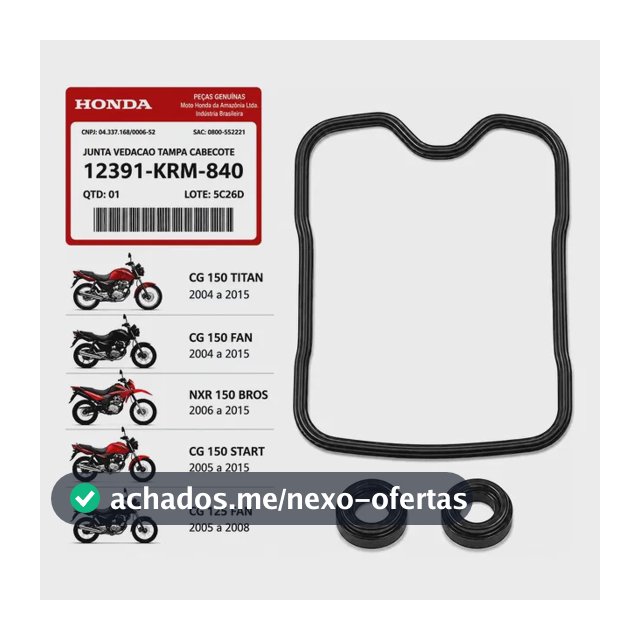 Guarnição Tampa Válvula Honda Titan 150 Ks Esd 2004 A 2015