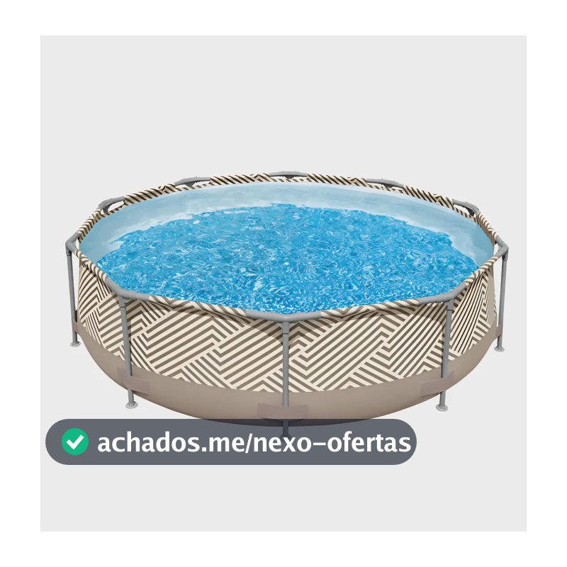 Piscina Mor Circular 5200 Litros Resistente Estruturada Estampa Geométrica Bege