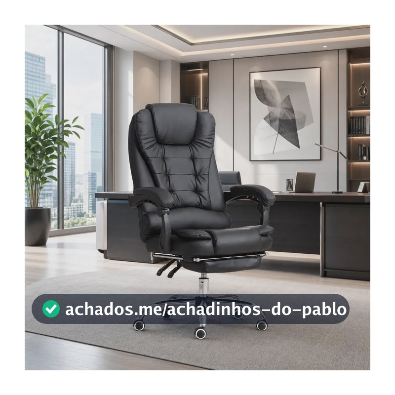 Cadeira De Escritorio Sweet Studio Presidente Ajustável Preta Couro Sintético