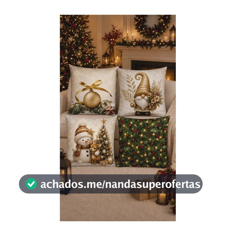 Kit 4 Capas De Almofada Estampa De Natal 42x42cm Com Ziper Estampada Foto 10 Duende