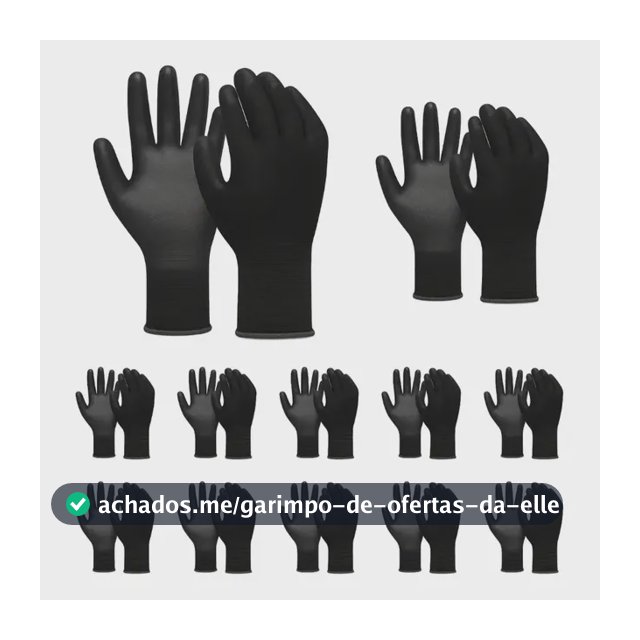 12 Pr Luva Epi Segurança Multitato Mecânico Manutenção Geral Preto