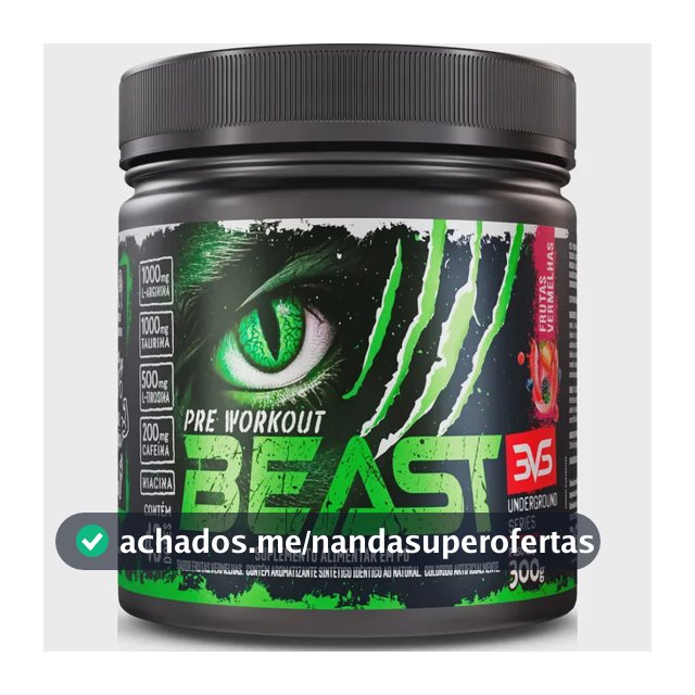 Pré-treino Beast 300g Sabor: Frutas Vermelhas - Ultra Concentrado - Promove Vasodilatação, Recuperação Energética, Aumento De Óxido Nítrico, Desintoxicação E Melhora De Concentração E Foco