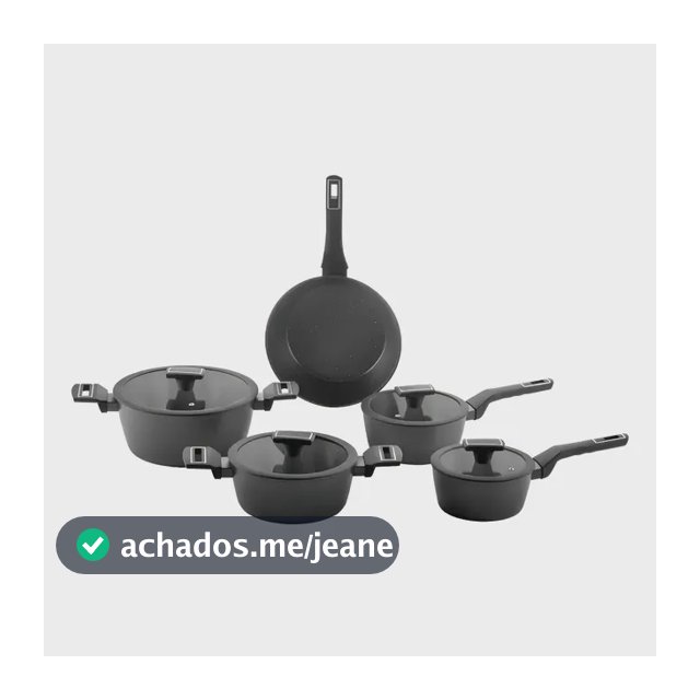 Jogo De Panelas Brinox Cerâmico 5 Pçs Carbon Ceramic Indução Cor Preto