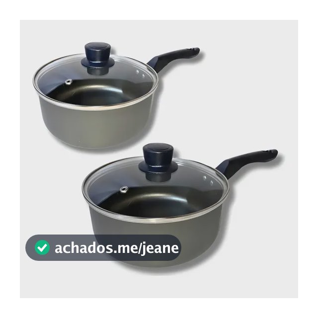 Kit Panelas Marcolar N16 E 18 Antiaderente C/ Tampa De Vidro Cor Grafite Black