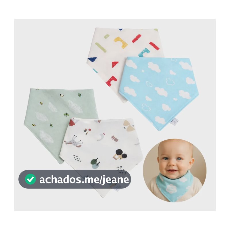 4 Babador Bandana Importado Bebê Menino Menina Com Regulagem Menino