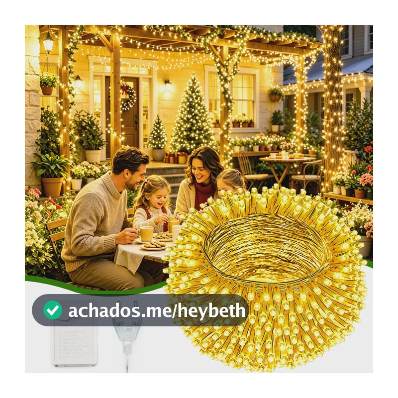 Lâmpadas 100m Leds Cordão Pisca Natal Decoração 110v Luz  Branco Quente 110v