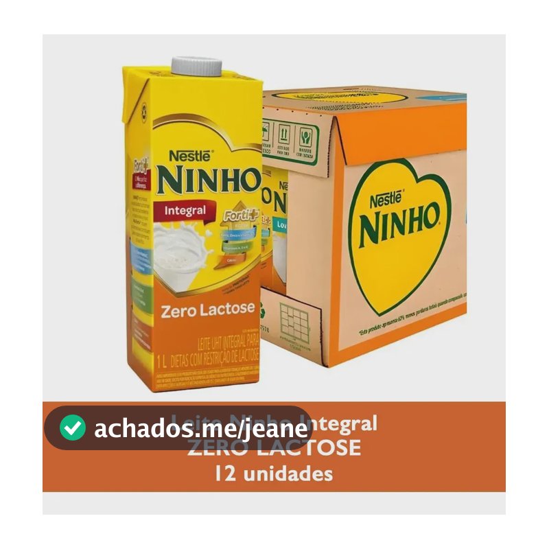 Leite Uht Integral Ninho Zero Lactose Vit. 1l 12un