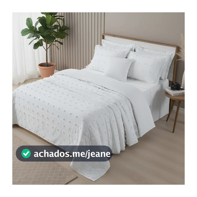 Cobre Leito King Size Colcha Dupla Face Macio Pompom 3 Peças Branco