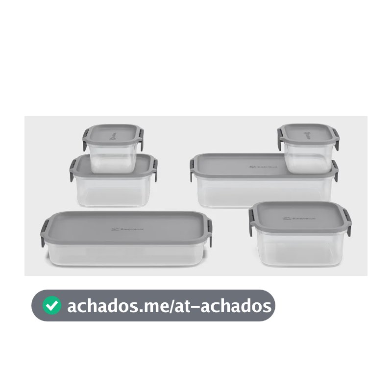 Electrolux Kit 6 Potes Herméticos De Plástico Cinza, 12,4l, Safelock, Empilhável e Modular