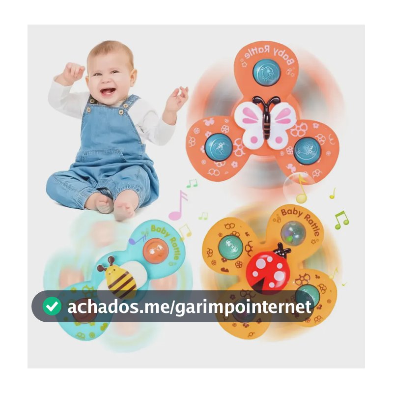 Kit 3 Brinquedo Sensorial Giratório Com Ventosa Forte F Bebê Kit 3