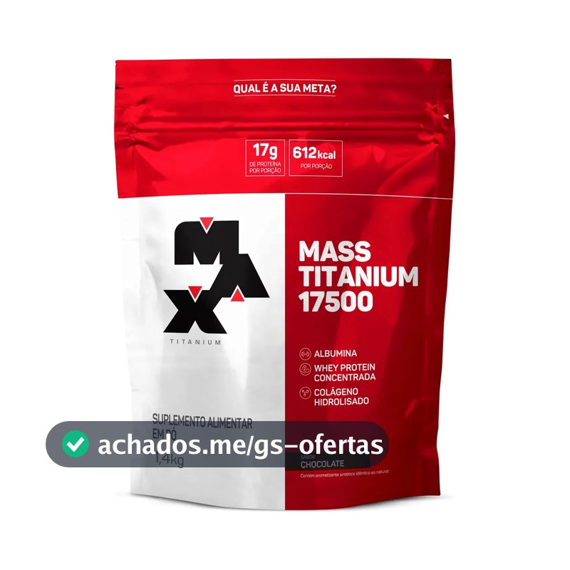 Hipercalórico 1,4kg Mass Titanium Max Titanium Chocolate Energia e Ganho Muscular