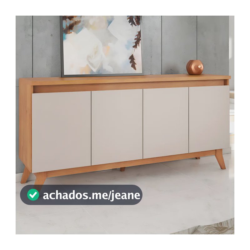 Buffet Viero Stylo 4 Portas Bege Retrô MDF Sala de Jantar 156cm