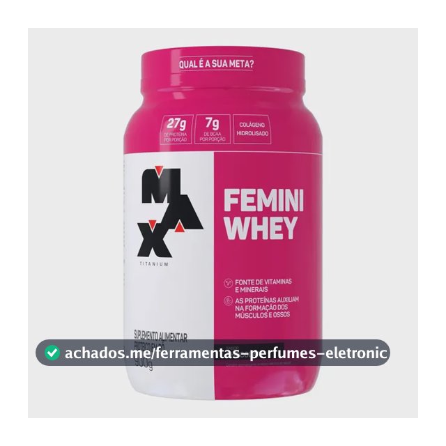 Whey Protein 900g Femini Whey Protein Max Titanium Chocolate Proteína E Colágeno