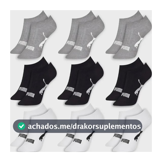 Kit 9 Pares Meias Puma Sapatilha Soquete Invisível Original