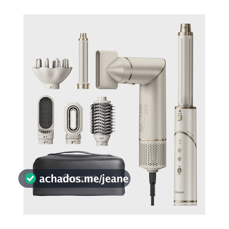 Secador De Cabelo Gokoco Com 7 Em 1 Escova Hot Air Styler Cor Palha