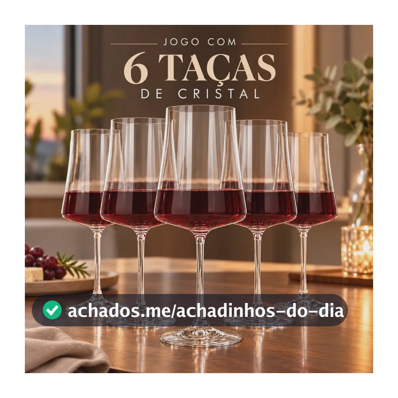Jogo 6 Taças Cristal Titanium 560ml Vinho Tinto Branco Água Xtra Bohemia
