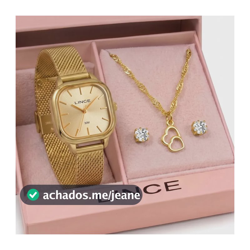 Kit Relógio Feminino Lince Com Colar E Brincos Lqgm083l23k0lrc1kx