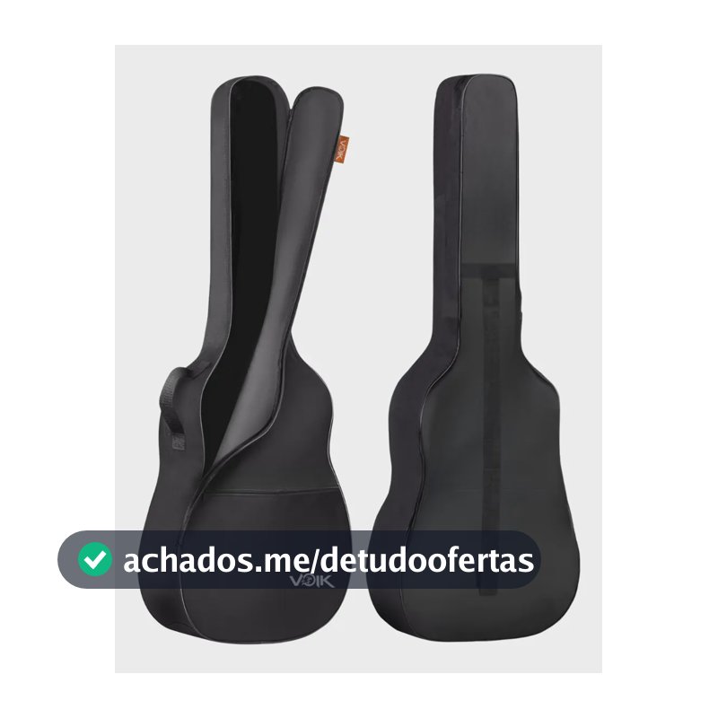 Capa Para Violão Folk Classico Simples Preta com Bolso Externo Com Zíper Cor Preto Voik CV-4101P