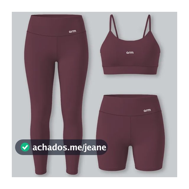 Kit Fitness Feminino Arm 3 Peças Top Legging E Short Açaí Lisa Legging E Short P/ Top P