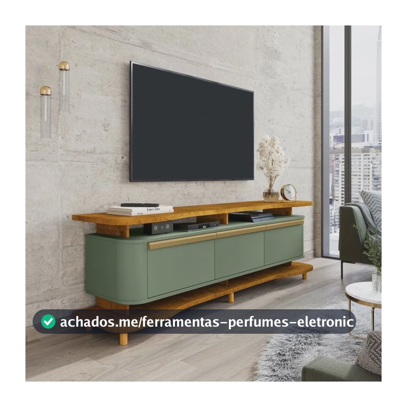 Rack Para Tv Até 75 Polegadas 180cm Pés Em Madeira Maciça