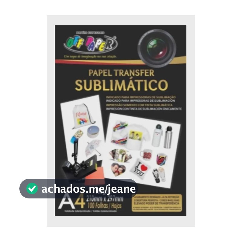 Papel Sublimático A4 100g 100 Folhas Off Paper Cerâmico Inox Neoprene