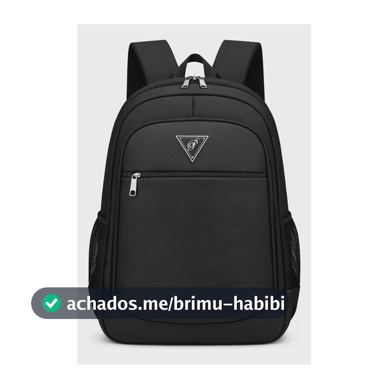 Mochila Masculina Bolsa Impermeável Faculdade Executiva Alça Reforçada Preto Liso