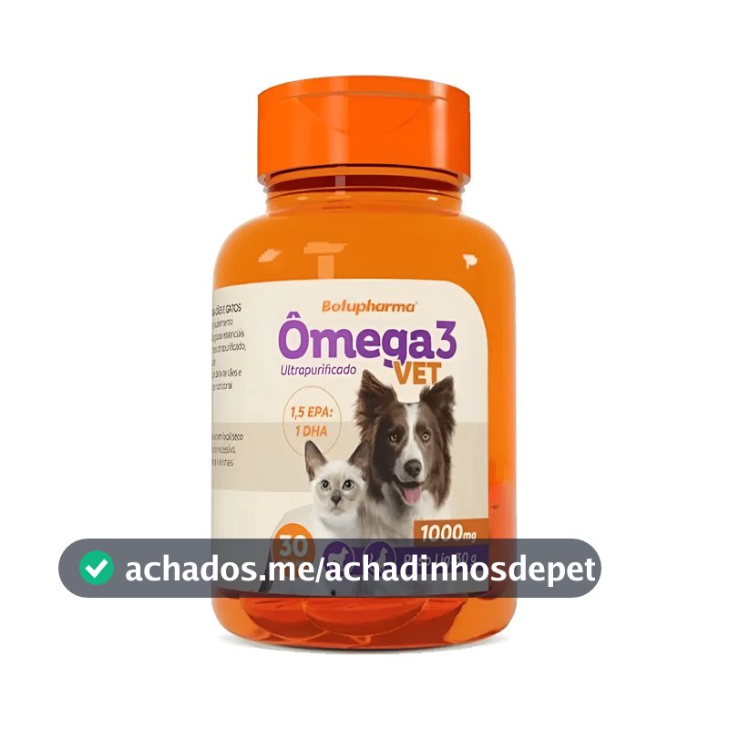 Ômega 3 Vet 1000mg Com 30 Cápsulas Para Cães E Gatos