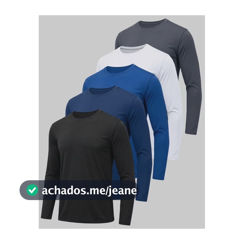 Kit 5 Camiseta Dry Fit Manga Longa Proteção Uv Segunda Pele 1 De Cada Cor G