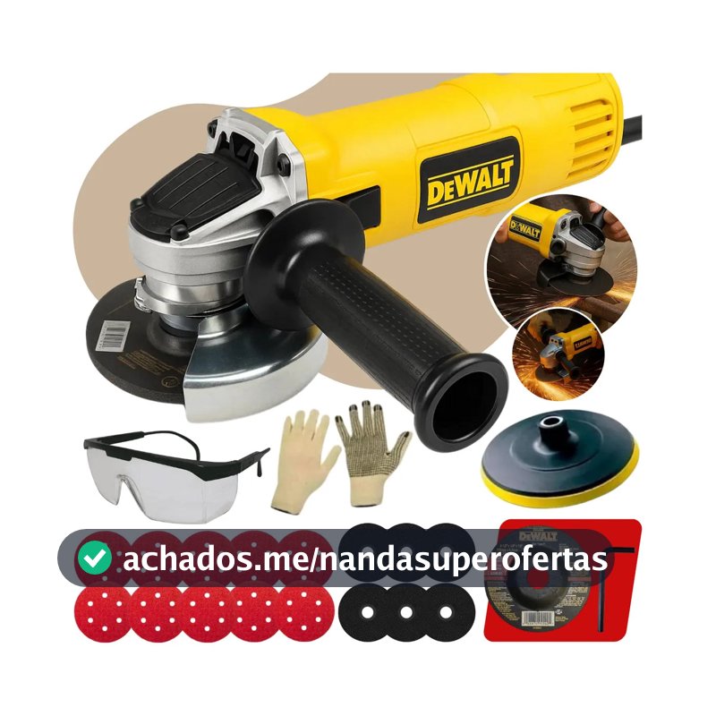 Kit Esmerilhadeira Lixadeira Angular Dewalt Disco Inox 800w Cor Amarelo Frequência 50 Hz/60 Hz