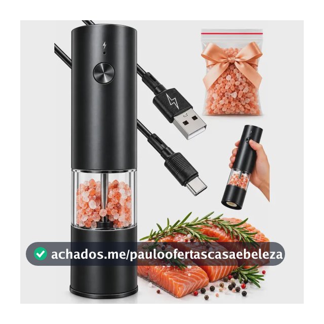 Moedor Elétrico Recarregável Usb Pimenta Sal Grosso Bt Inox Inox/ Acrílico