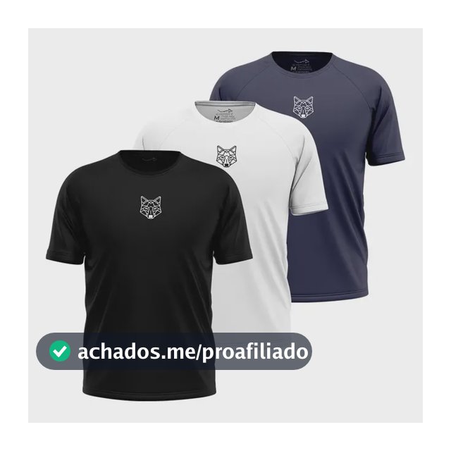 Kit 3 Camisetas Masculina Dry Alpha Lobo Geométrico