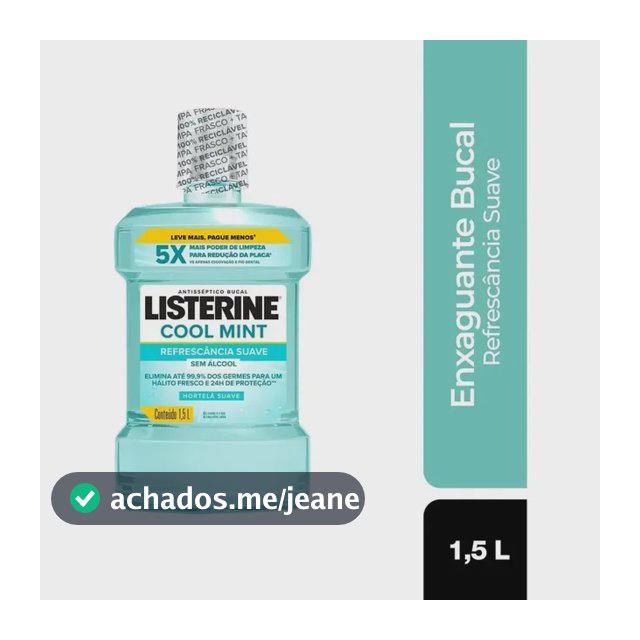 Antisséptico Bucal Cool Mint Zero Álcool Refrescância Suave 1,5l Listerine