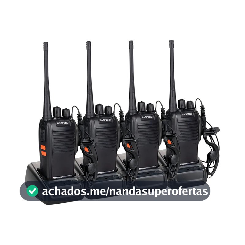 Kit 4 Radios Baofeng Comunicador Frequencia Profissional 16 Canais Cor Preto BF-777S
