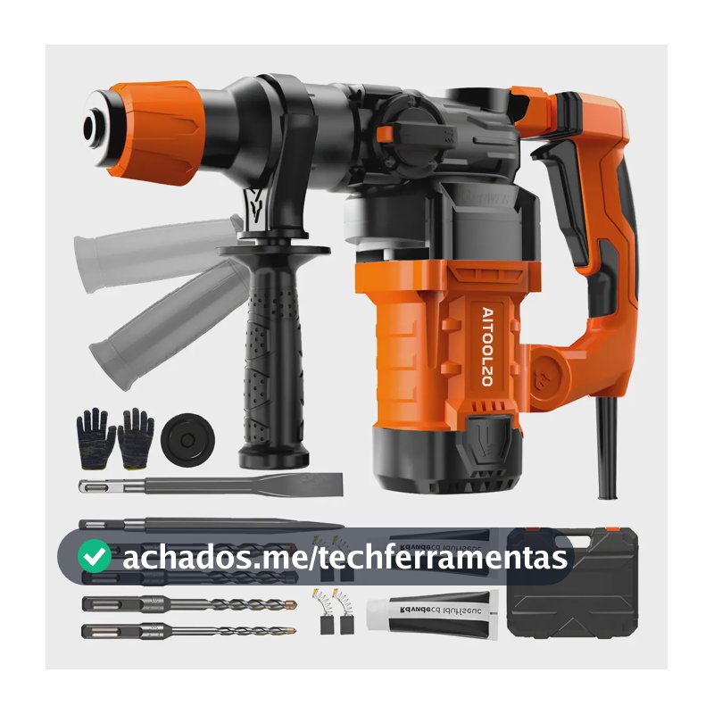 Martelete Rotativo Rompedor Aitoolzo 2200w + Kit Completo Laranja 220v