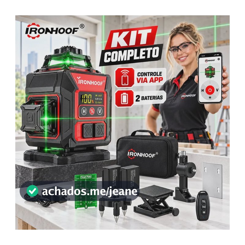Nivel Laser 16 Linhas Verde Profissional Autonivelante Com 2 Baterias + Suporte Magnético