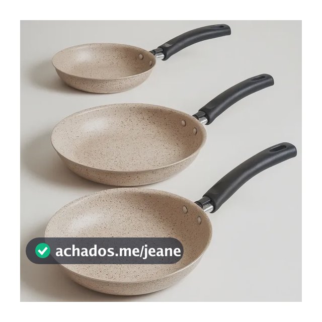 Jogo De 3 Frigideiras Antiaderentes Teflon Premiun Bege