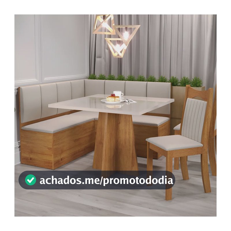 Conjunto Canto Alemão Viero Mesa Quadrada 90x90 Com Baú E 2 Cadeiras