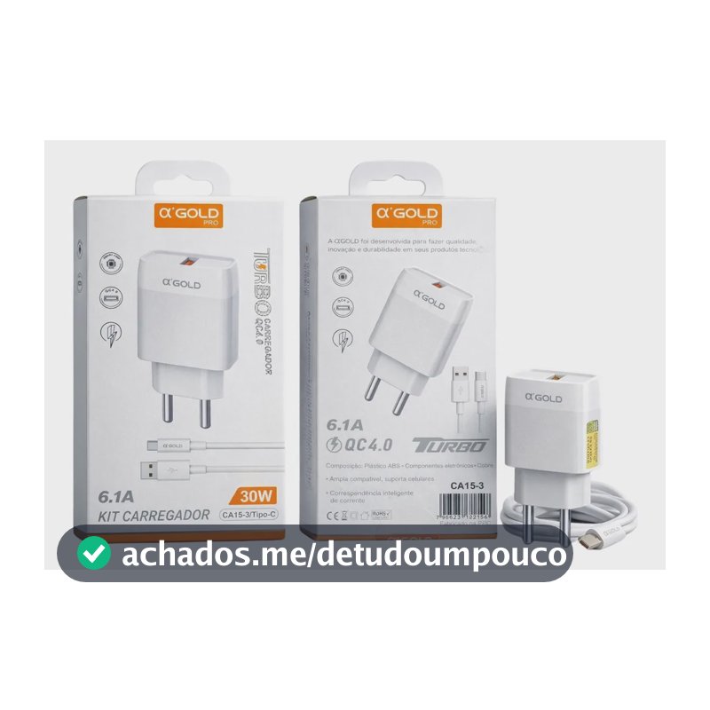Carregador Turbo QC 4.0 para USB-C Branco