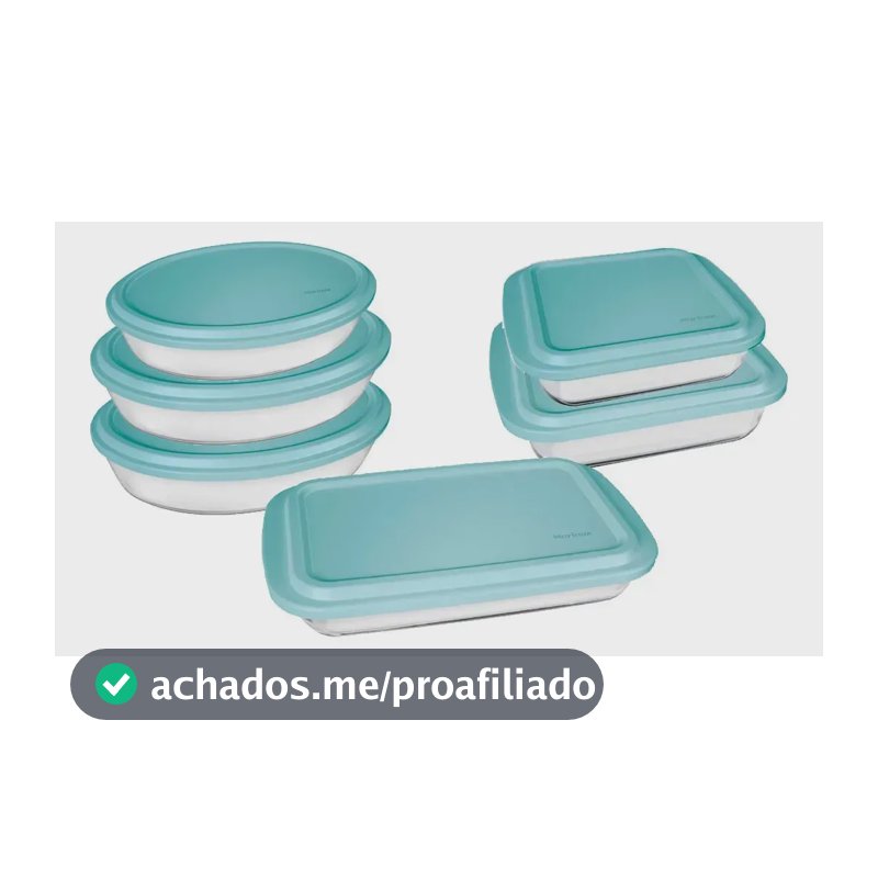Conjunto Assadeiras 6 Peças De Vidro Com Tampa Verde Marinex