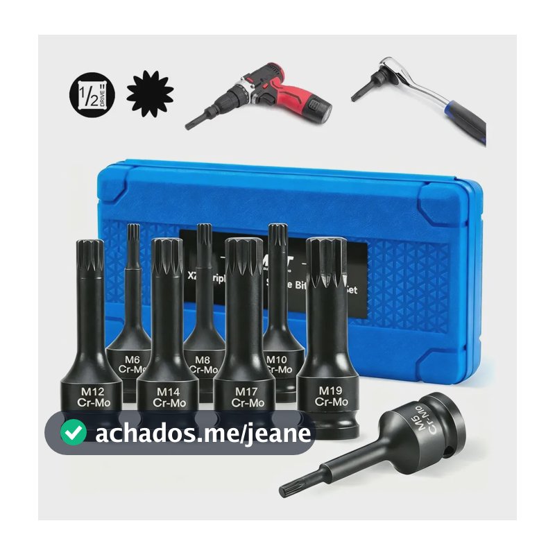 Kit Jogo De Soquete Impacto Torx T30 À T80 - 1/2'' 8 Peças Não Informado