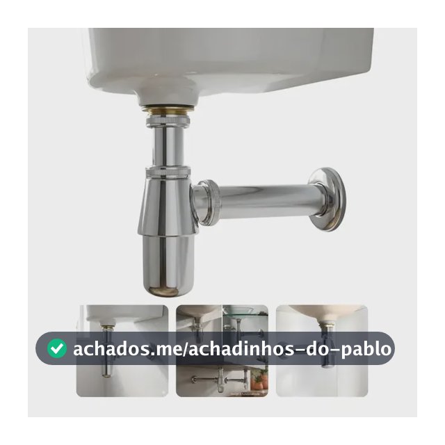 Sifão Com Copo Cromado Metálico 1.1/4 4cm Para Lavatório Pia Banheiro Lavabo Universal Anti Mau Cheiro Fácil Limpeza Alta Resistência Acabamento Premium Instalação Fácil Durável Dami