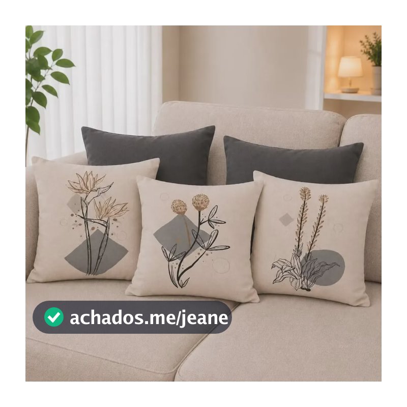 Kit 5 Capas De Almofada 45x45cm Suede Com Ziper Invisivel Floral 3
