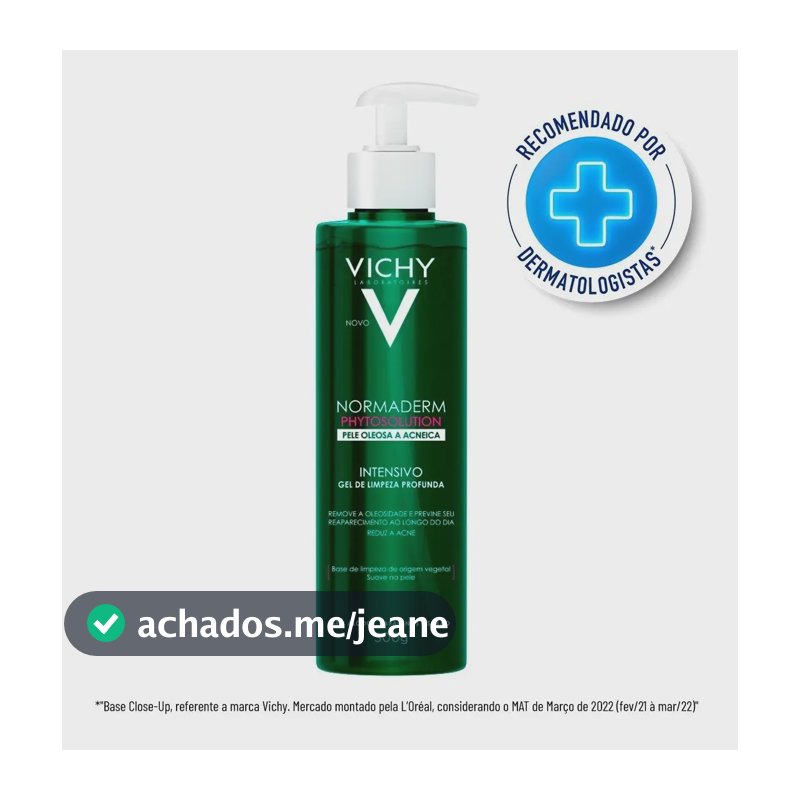 Gel de Limpeza Facial Intensivo, para Pele Oleosa e Acneica, com Ingredientes de Origem Natural, Remove Oleosidade, Reduz Acne e Previne Reaparecimento, Normaderm Vichy 300g