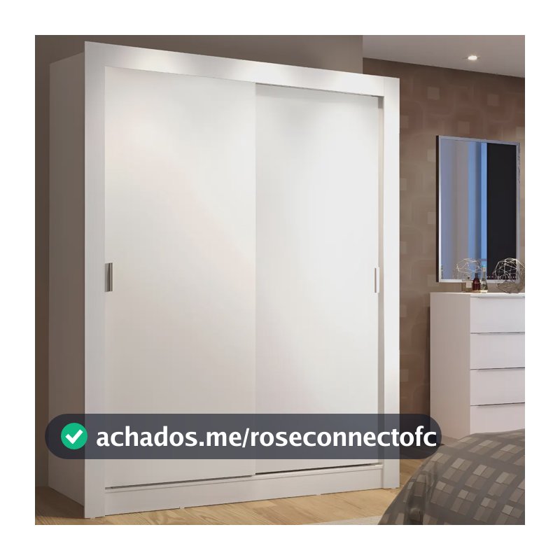 Guarda Roupa Solteiro 2 Portas Correr Branco 109409 Denver Madesa