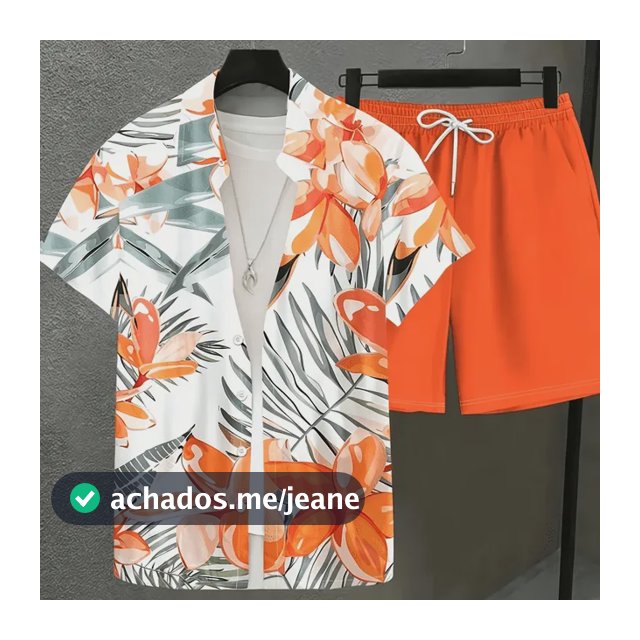 Conjunto De Duas Peças De Camisa E Shorts Masculinos, Padrão