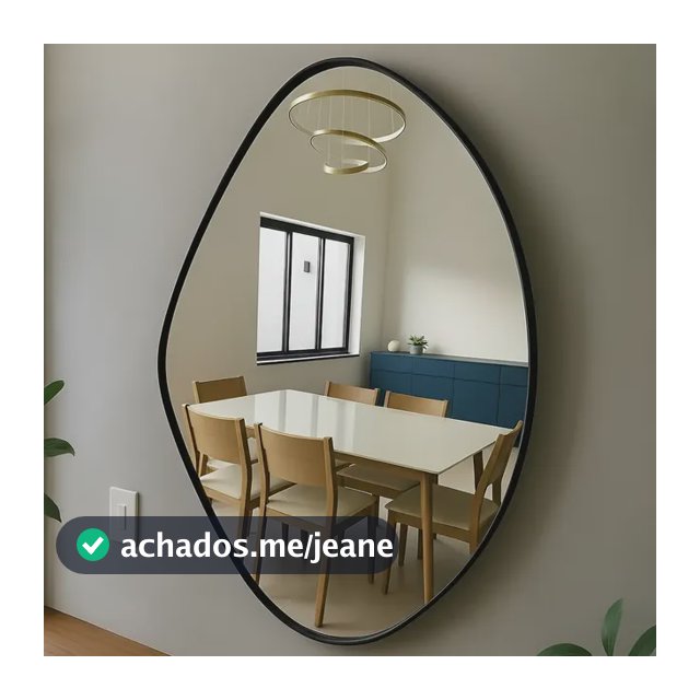 Espelho Orgânico 80x60 Com Borda Em Couro Decorativo Premium