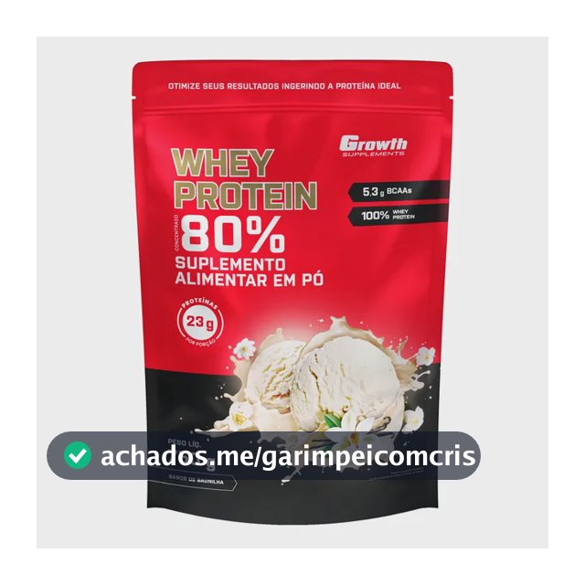 Whey Concentrado 750g Growth Supplements - Variados Sabores Baunilha