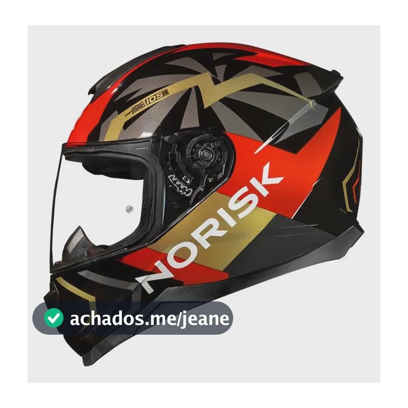 Capacete Norisk Ff802 Razor Godspeed Vermelho Dourado Vermelho/dourado Liso Brilhante 61/62