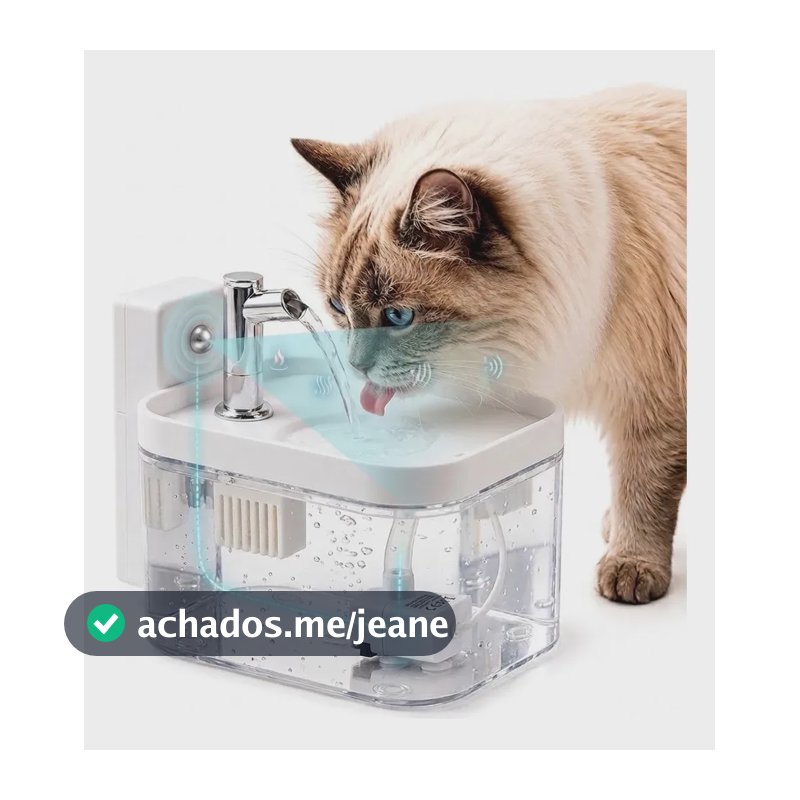 Bebedouro Fonte Automático Cães Gatos Com Sensor E Sem Fio Cor Branco